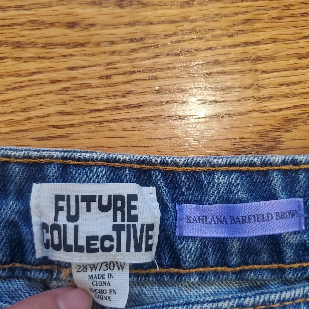 NWT Future Collective Kahlana Barfield Brown Asymmetrical Mini Skirt 28W/30W - Picture 7 of 8